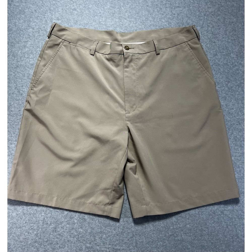 PGA Tour Men's Golf Shorts Size 38 Flat Front Polyester Beige
